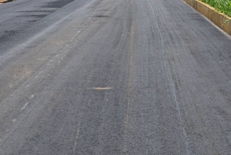 Freshly laid asphalt road surface
