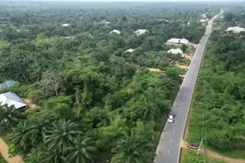 Aerial view of the Ikot Obio Ofong - Nnung Ukana - Obo Ntong Ene Nsit road