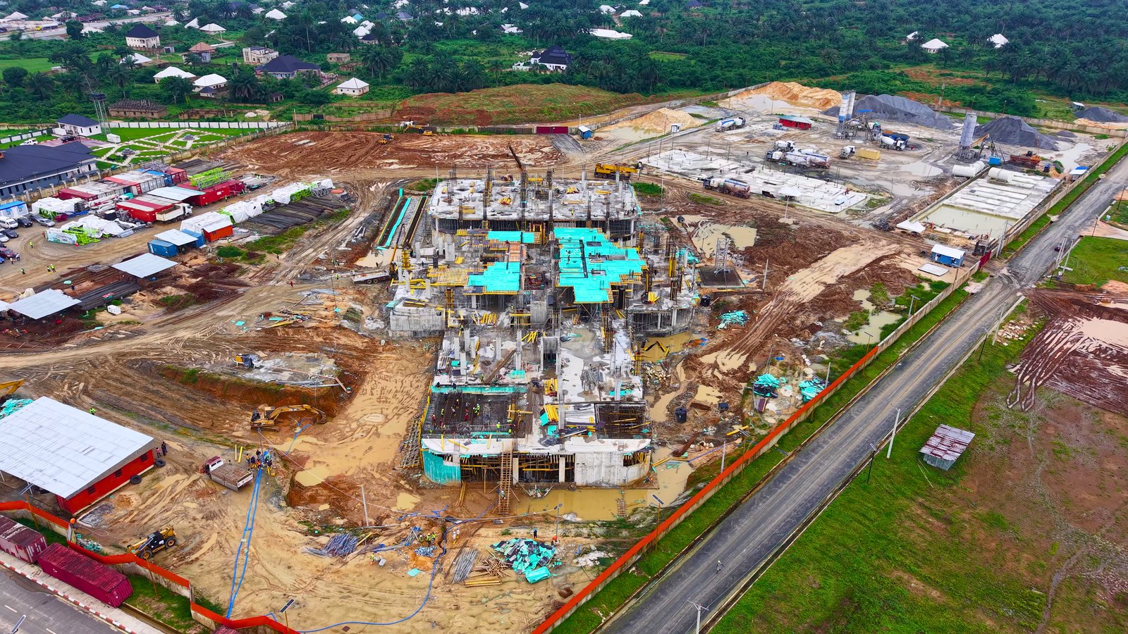 The medical city site from above, with buildings going up