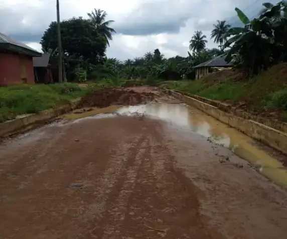 Road base and side drains on the Urua Inyang - Ikot Udo - Abiaka road