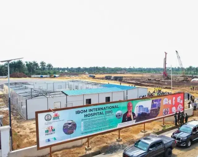 Ibom Medical City site with project billboard