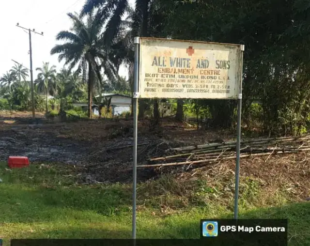 Project signboard at the Model Health Centre site, Ikot Etim, Ukpom