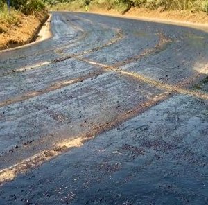 A fresh layer of asphalt on the road