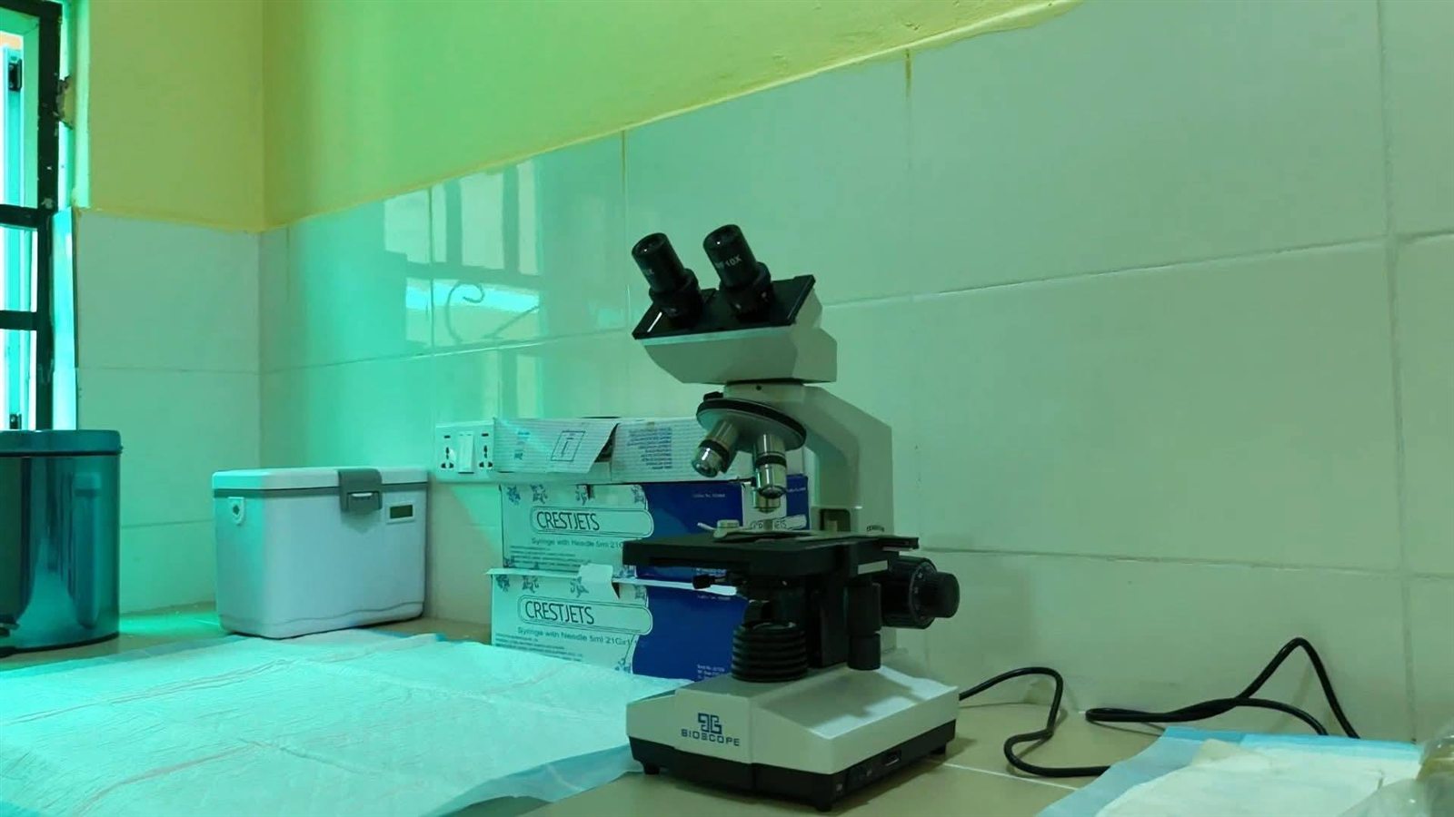 Laboratory with a microscope