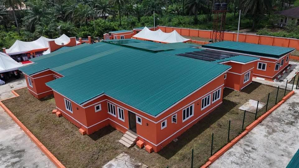 The Mbiaso Model Primary Health Centre seen from the air