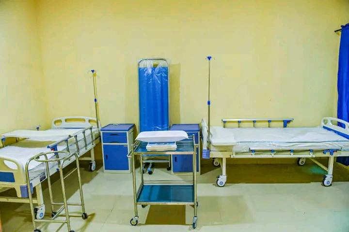 Ward with beds and drip stands