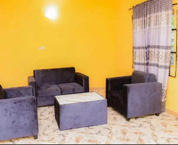 Furnished living room in a compassionate home
