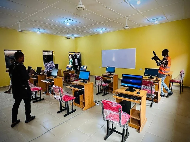 Computer room at the model primary school in Ini