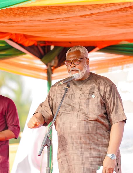 Speaker at the flag-off of the Orukim-Unyenge road, 14 February 2024