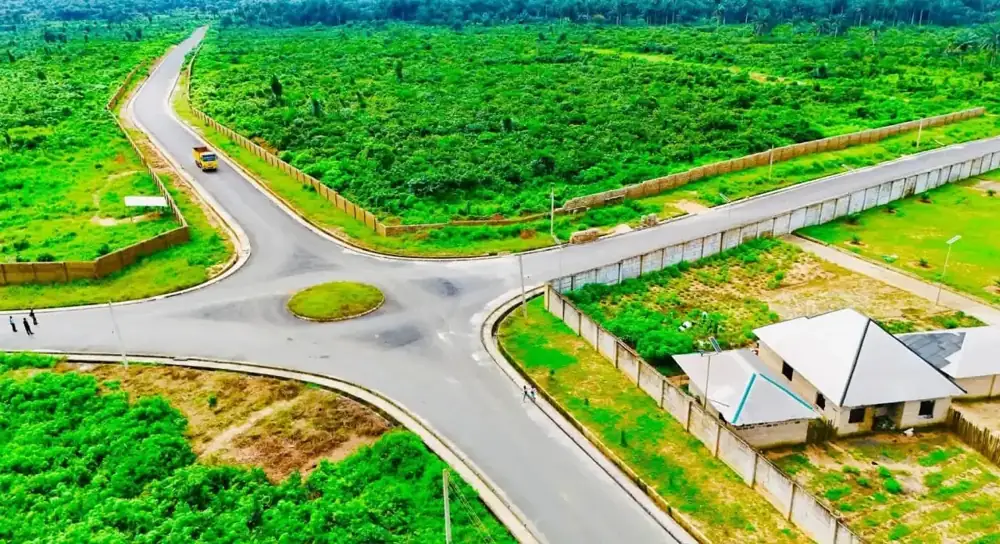 Roundabout on the 9.76km ancillary roads in Nsit Ubium