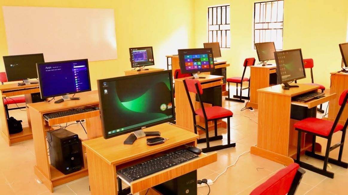 The ICT laboratory with desktop computers