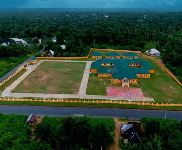 Model Primary School, Obot Atan, aerial view of the school grounds