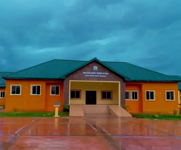 Model Primary School, Obot Atan, front of the building