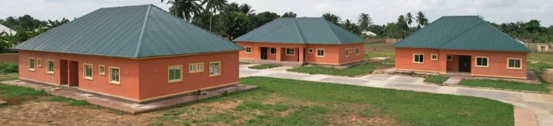 Three school buildings at the Okobo model school