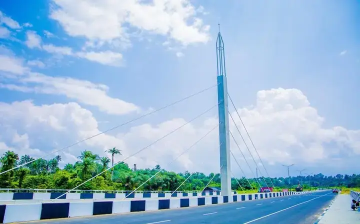 A cable-stayed road bridge