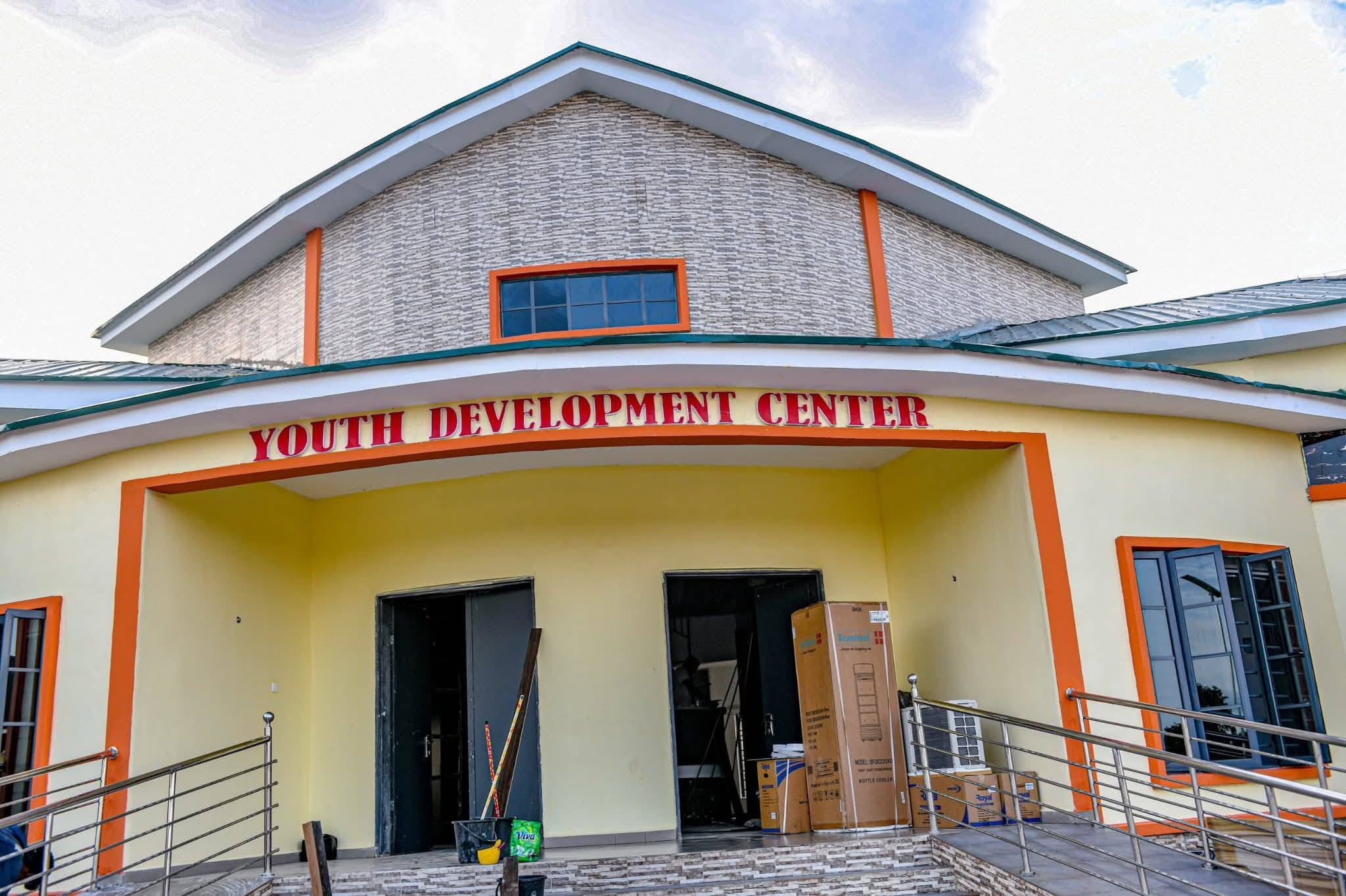 Close view of the Youth Development Center entrance during final fitting-out