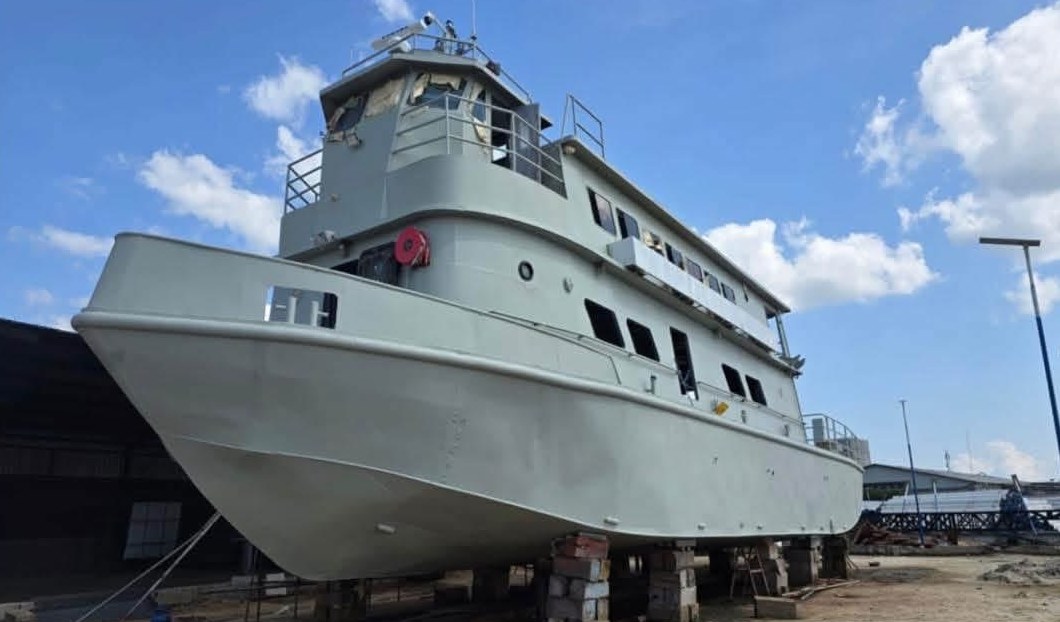 One of the two ferries being built for the Oron service