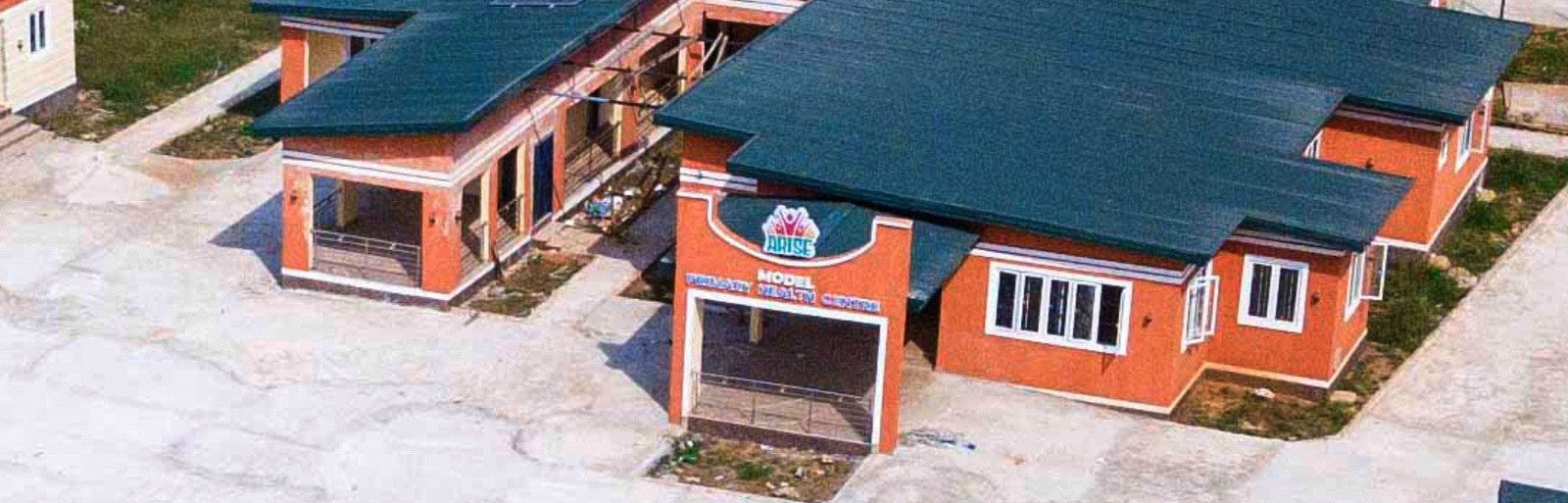 The health centre building, seen from above