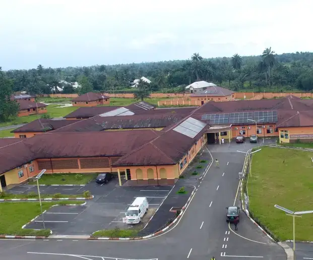 Ukanafun General Hospital, aerial view of the buildings and car park