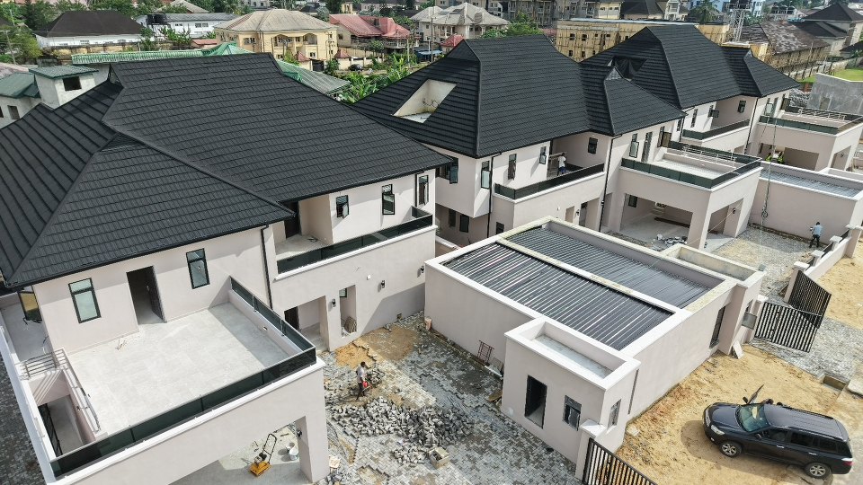 Houses going up on the estate, seen from above