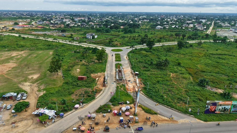 The new road junction, seen from above