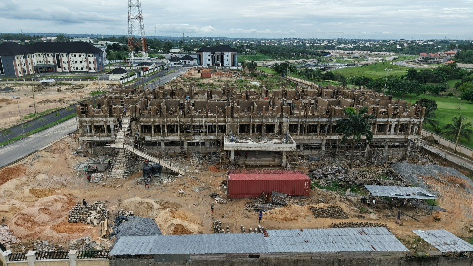 The building under construction, seen from above