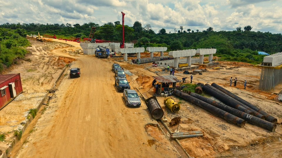 The road approach and bridge works