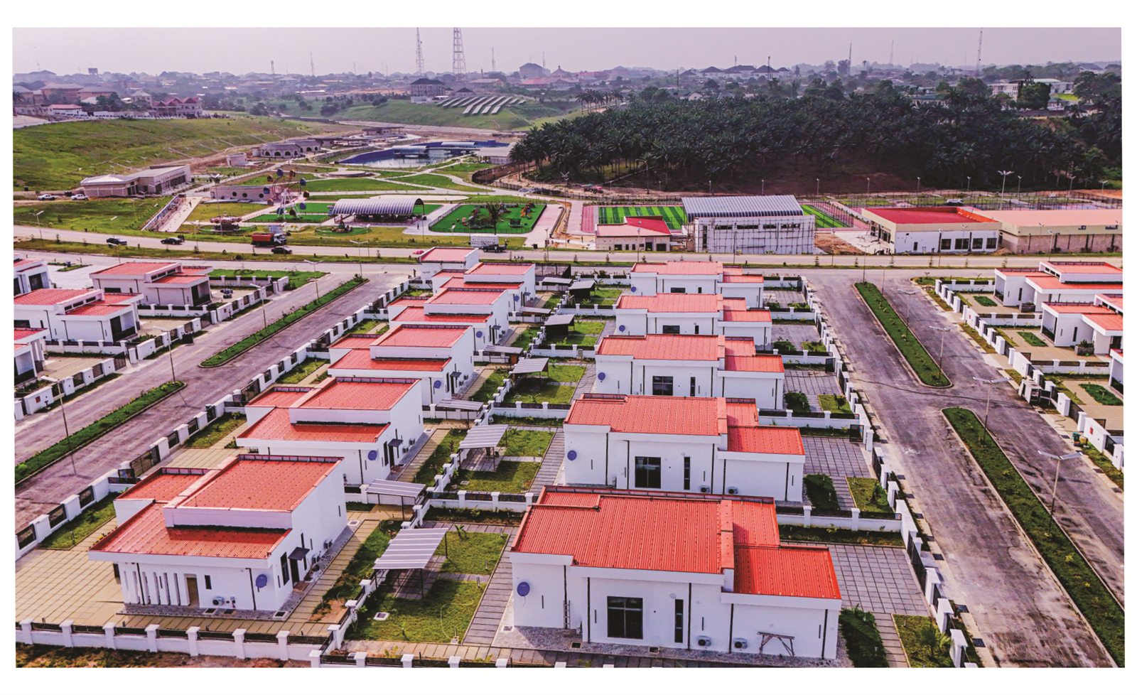 The resort apartments and villas from the air