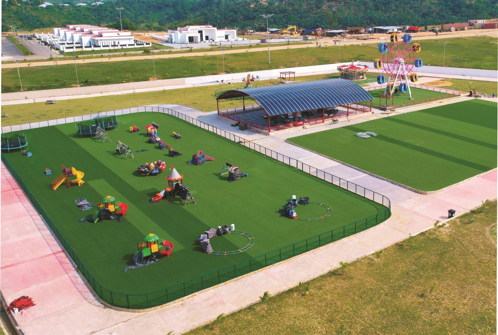 Children's play area and pitch from the air