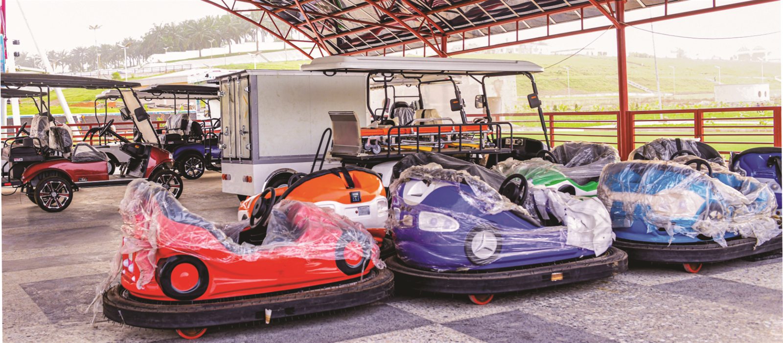Bumper cars in the amusement area