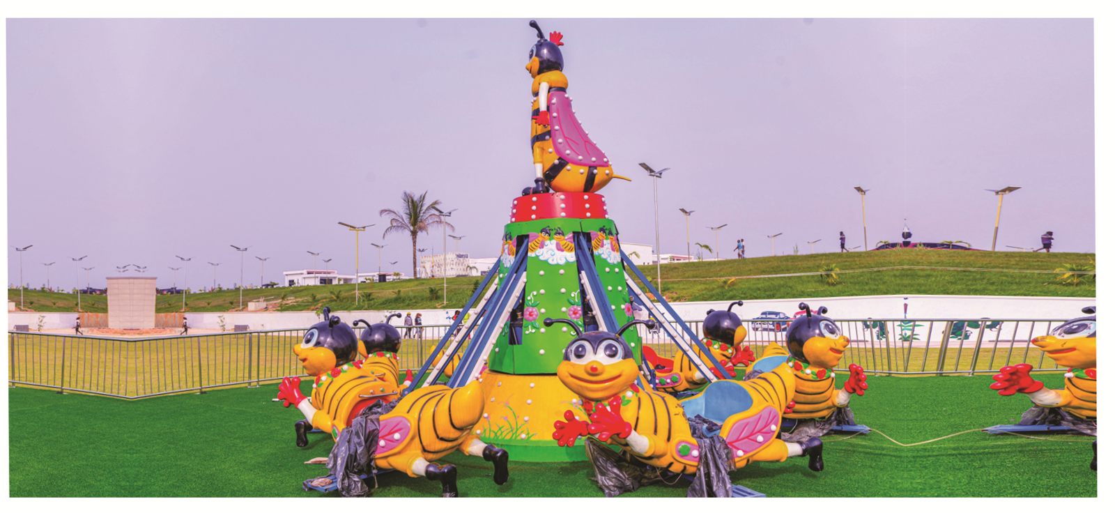 A children's ride in the play area