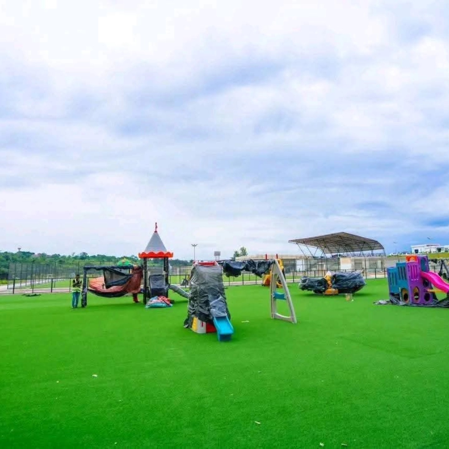 Children's playground on artificial grass