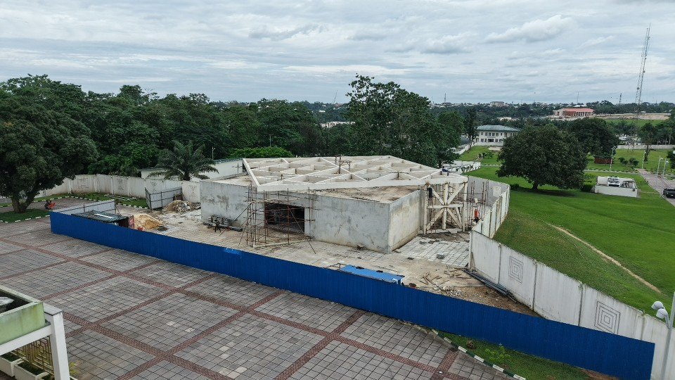 The building under construction, seen from above